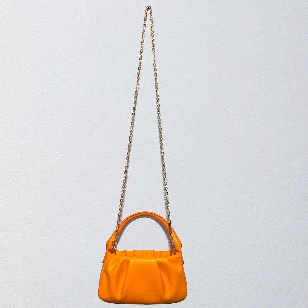 Orange Hand Bag with Removable Chain